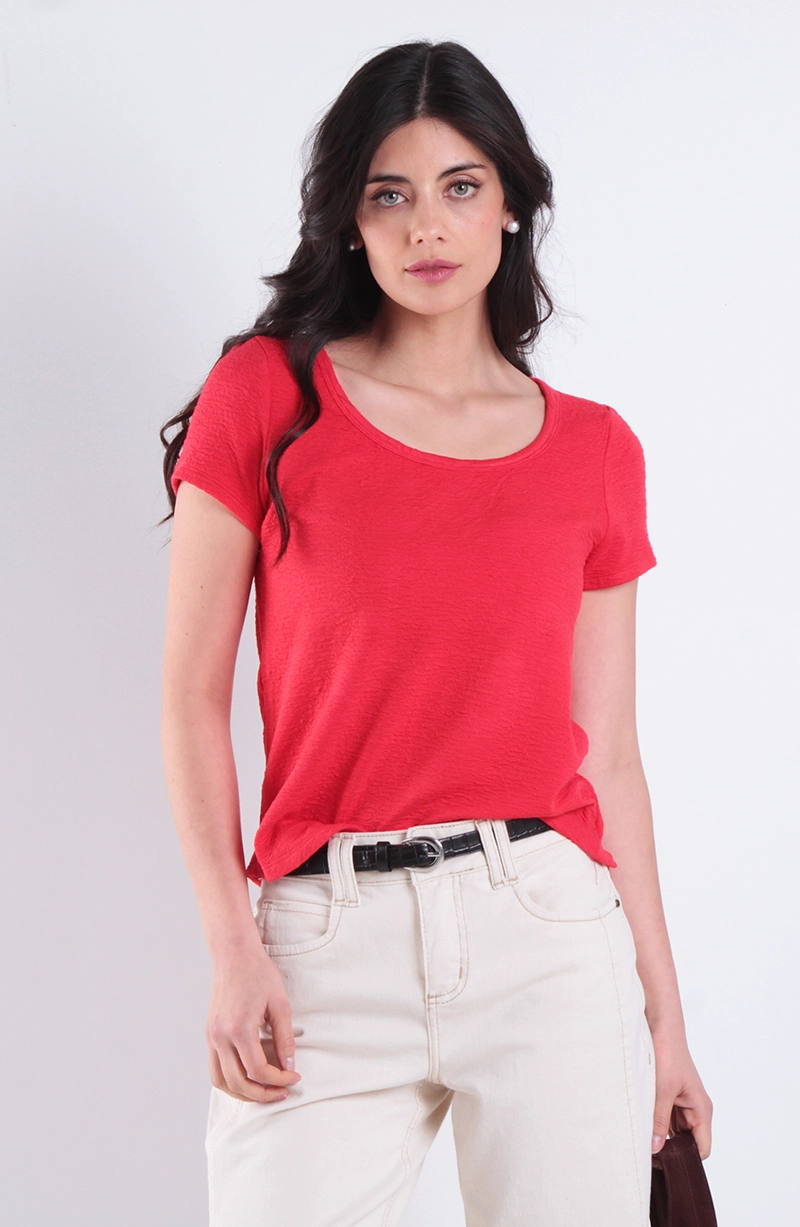 POLERA TEXTURA MANGA CORTA ESCOTE REDONDO - 1