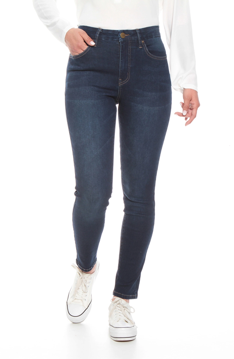 JEANS MUJER  SLIM TIRO ALTO PRETINA BASICA 1 BOTON - 1