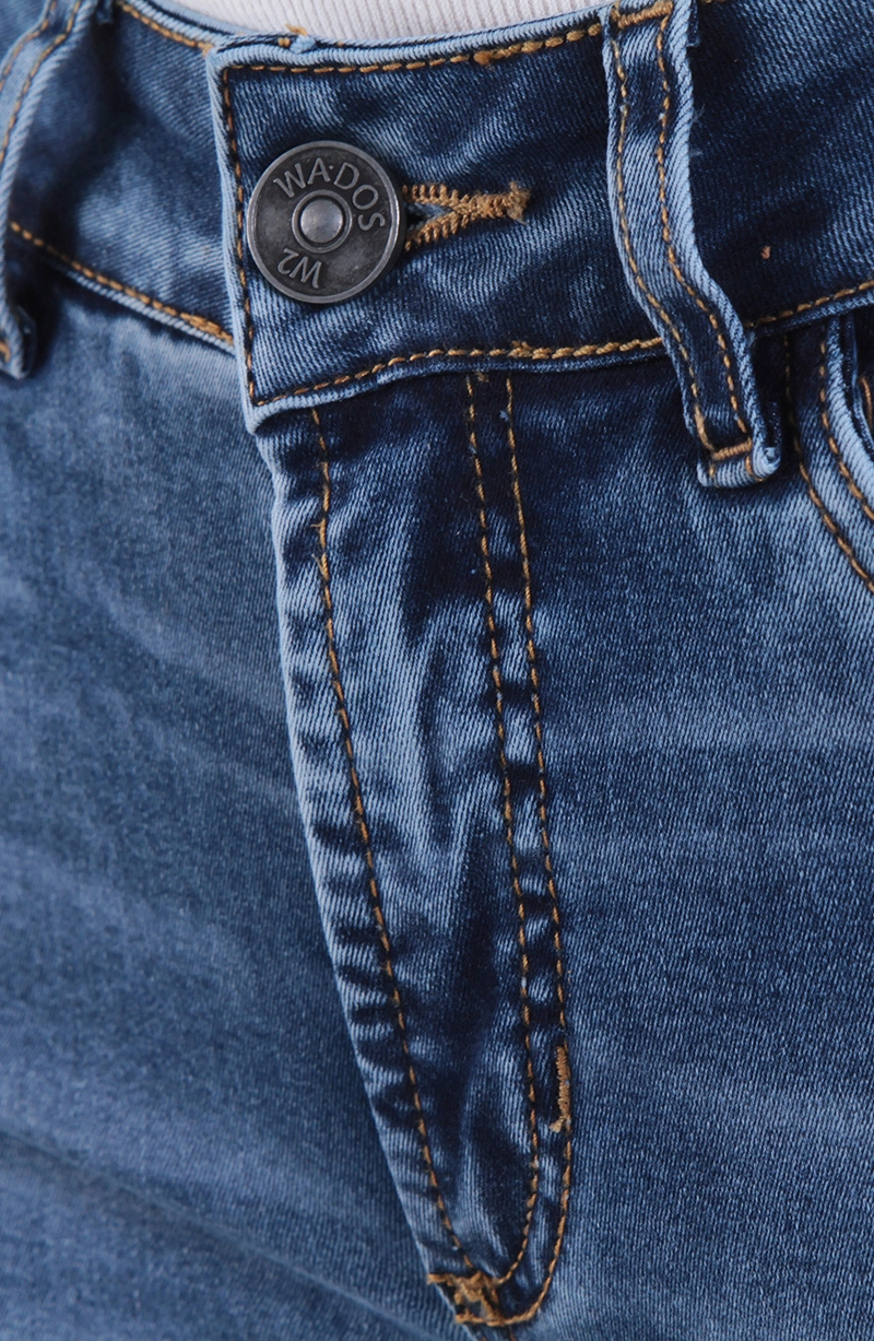 JEANS MUJER  RECTO TIRO BAJO PRETINA BASICA 1 BOTON - 2