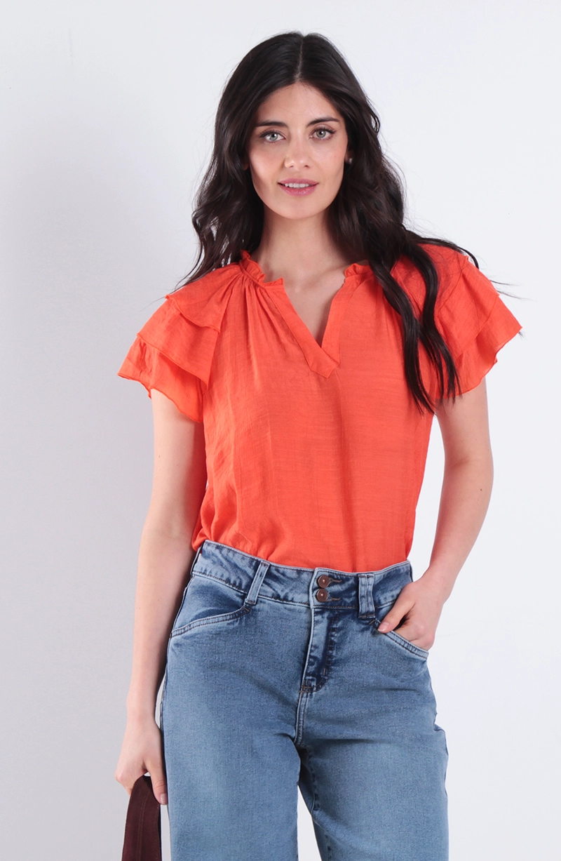 BLUSA MANGA CORTA ESCOTE V - 1