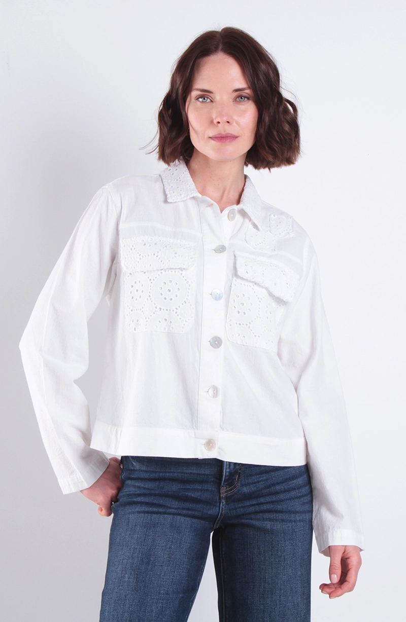 CHAQUETA MANGA LARGA EMBROIDERY CON BOLSILLOS - 1