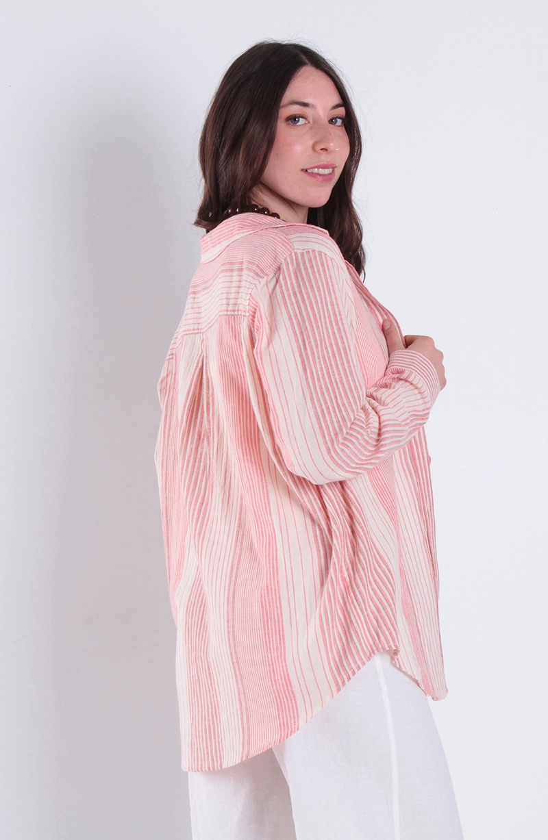 BLUSA LISTADA MANGA LARGA ABOTONADA EN DELANTERO - 4