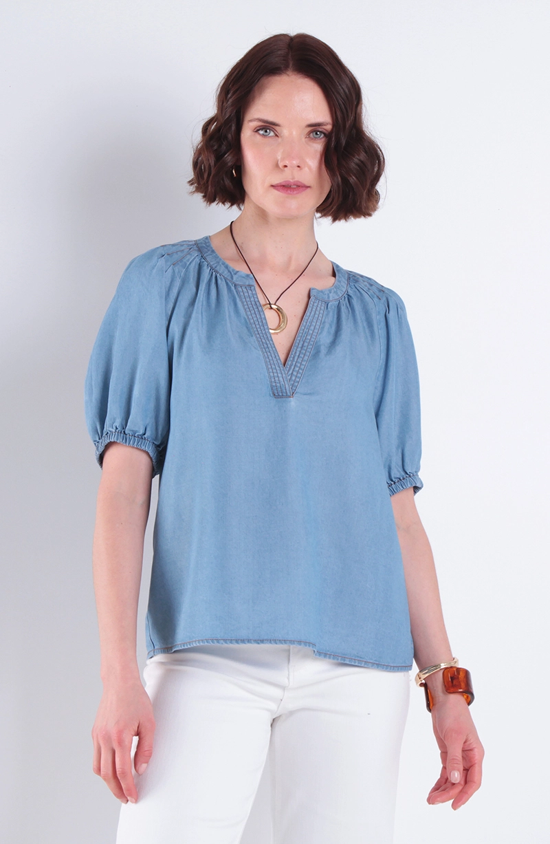 BLUSA LYOCELL MANGA CORTA ESCOTE V - 1