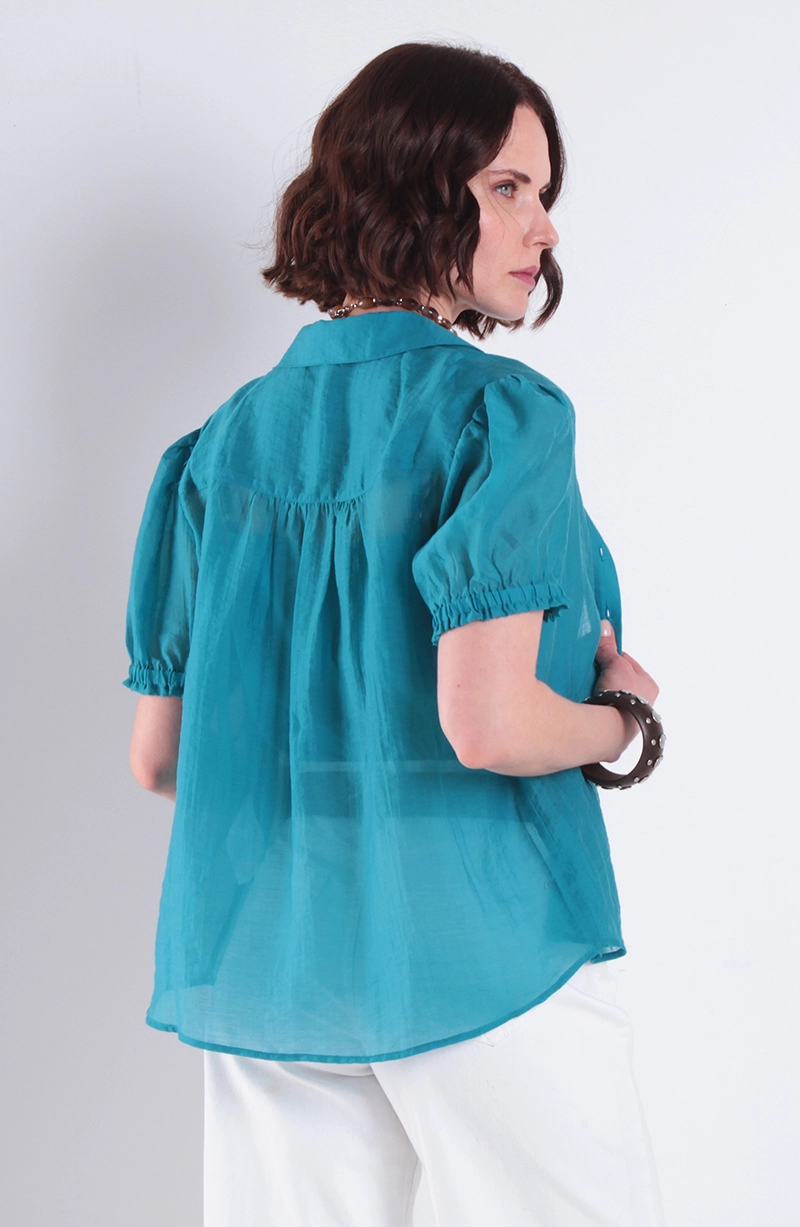 BLUSA MANGA CORTA ABOTONADA EN DELANTERO - 4