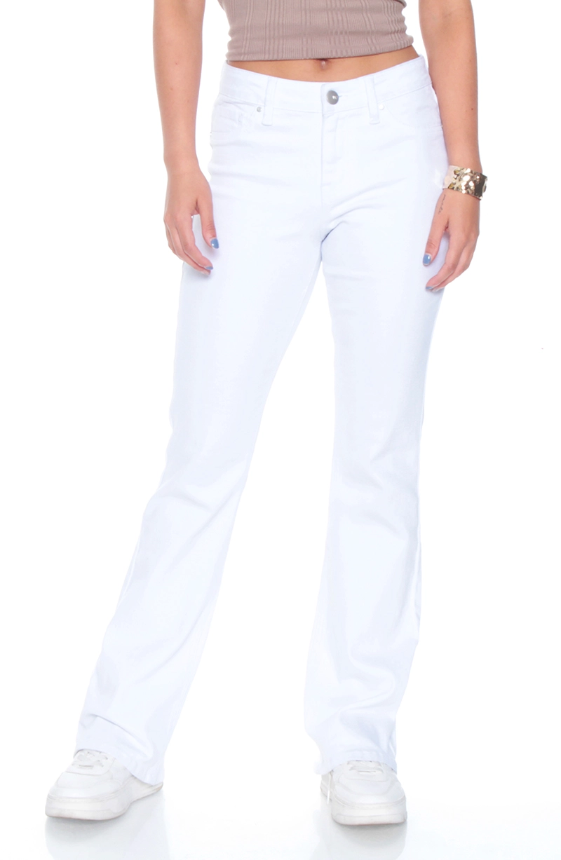 JEANS MUJER  RECTO TIRO MEDIO PRETINA BASICA 1 BOTON - 1