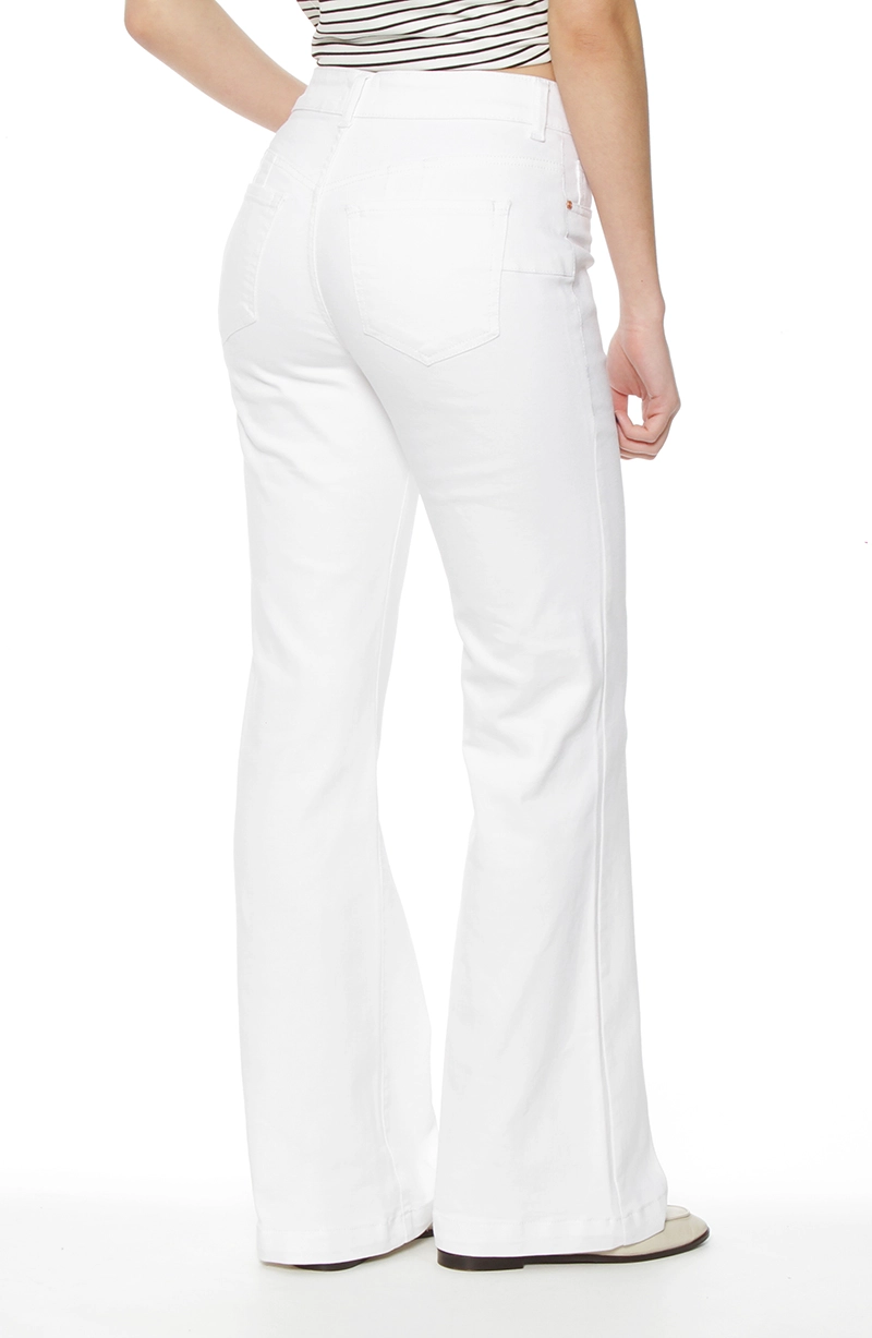 JEANS MUJER FLARE TIRO ALTO PUSH UP PRETINA BASICA BOTON - 4
