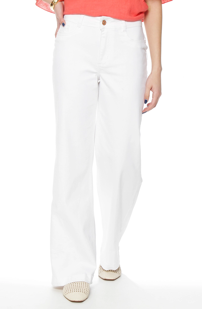 JEANS MUJER  WIDE LEG TIRO ALTO PRETINA BASICA 1 BOTON - 1