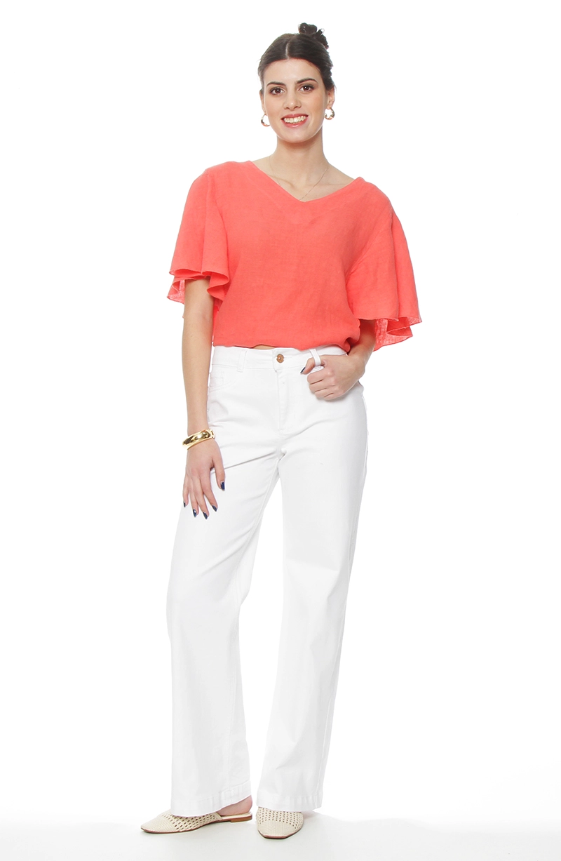 JEANS MUJER  WIDE LEG TIRO ALTO PRETINA BASICA 1 BOTON - 3