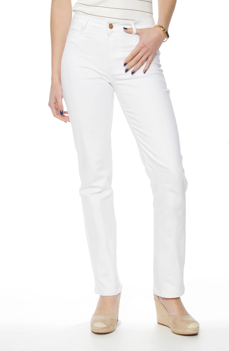 JEANS MUJER RECTO TIRO ALTO  PRETINA BASICA 1 BOTON - 1