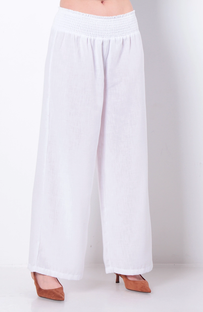 PANTALON WIDE LEG TIRO ALTO PRETINA ELASTICADA - 1