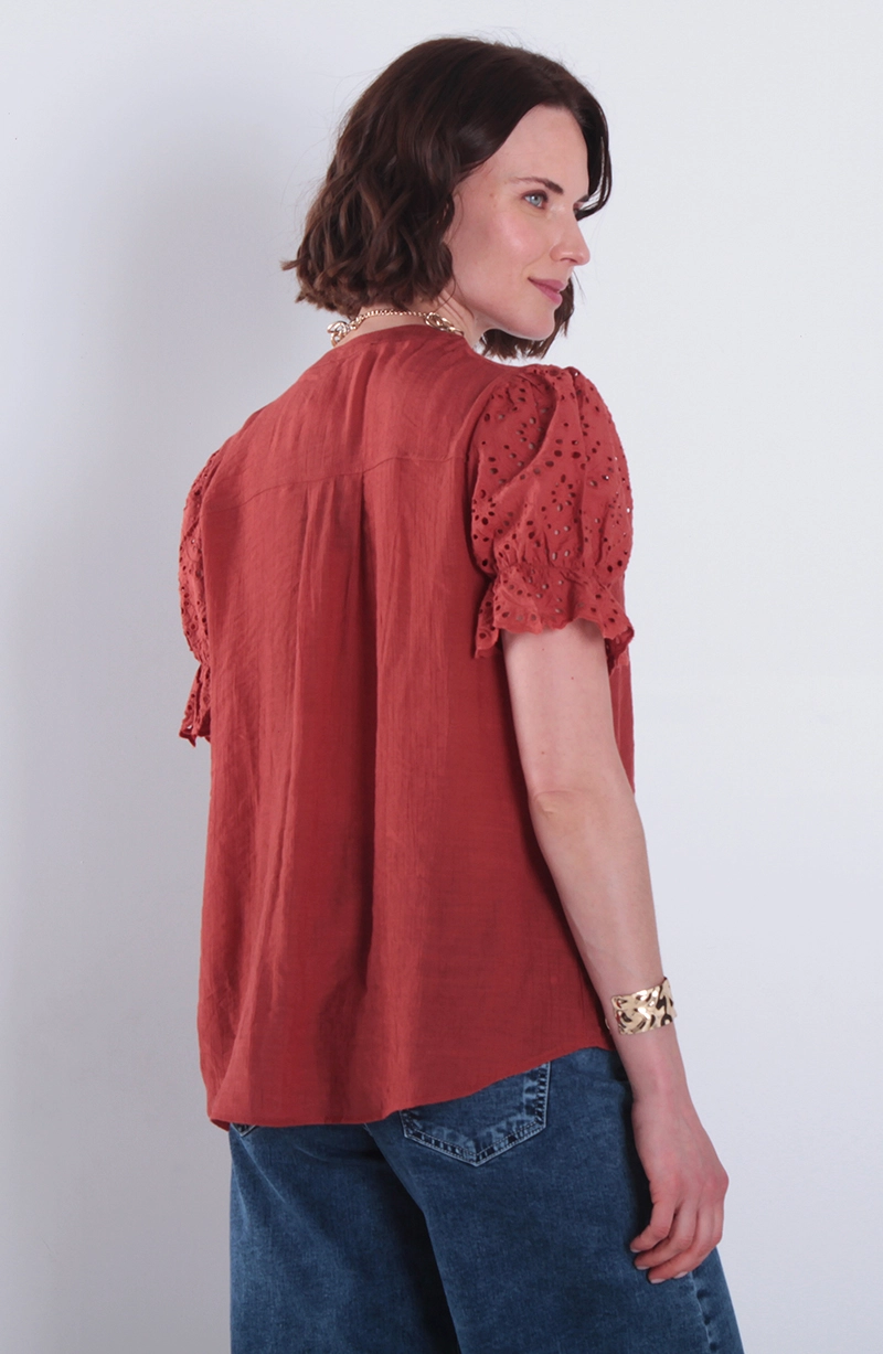 BLUSA MANGA CORTA ABOTONADO EN DELANTERO ESCOTE V - 4