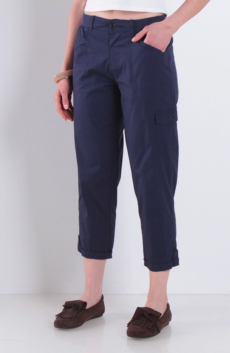 PANTALON CROP TIRO ALTO PRETINA BASICA 1 BOTON - 1