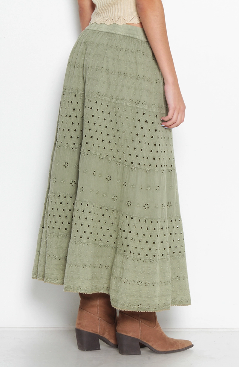 FALDA LARGA BRODERY CON CORTE CINTURA ELASTICADA - 4