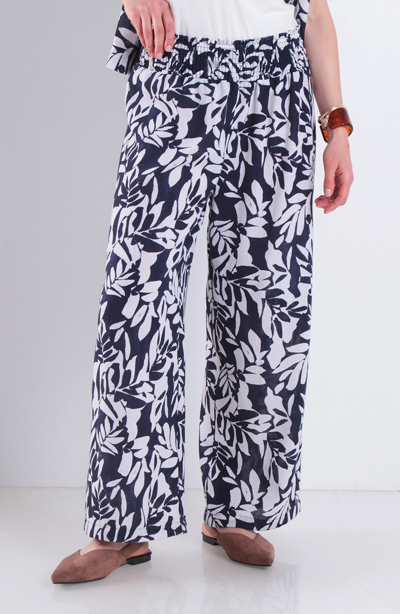 PANTALON ESTAMPADO WIDE LEG TIRO ALTO PRETINA ELASTICADA - 1