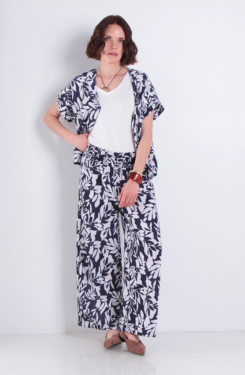 PANTALON ESTAMPADO WIDE LEG TIRO ALTO PRETINA ELASTICADA - 3