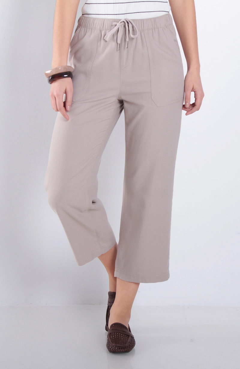 PANTALON CROP TIRO ALTO PRETINA ELASTICADA - 1