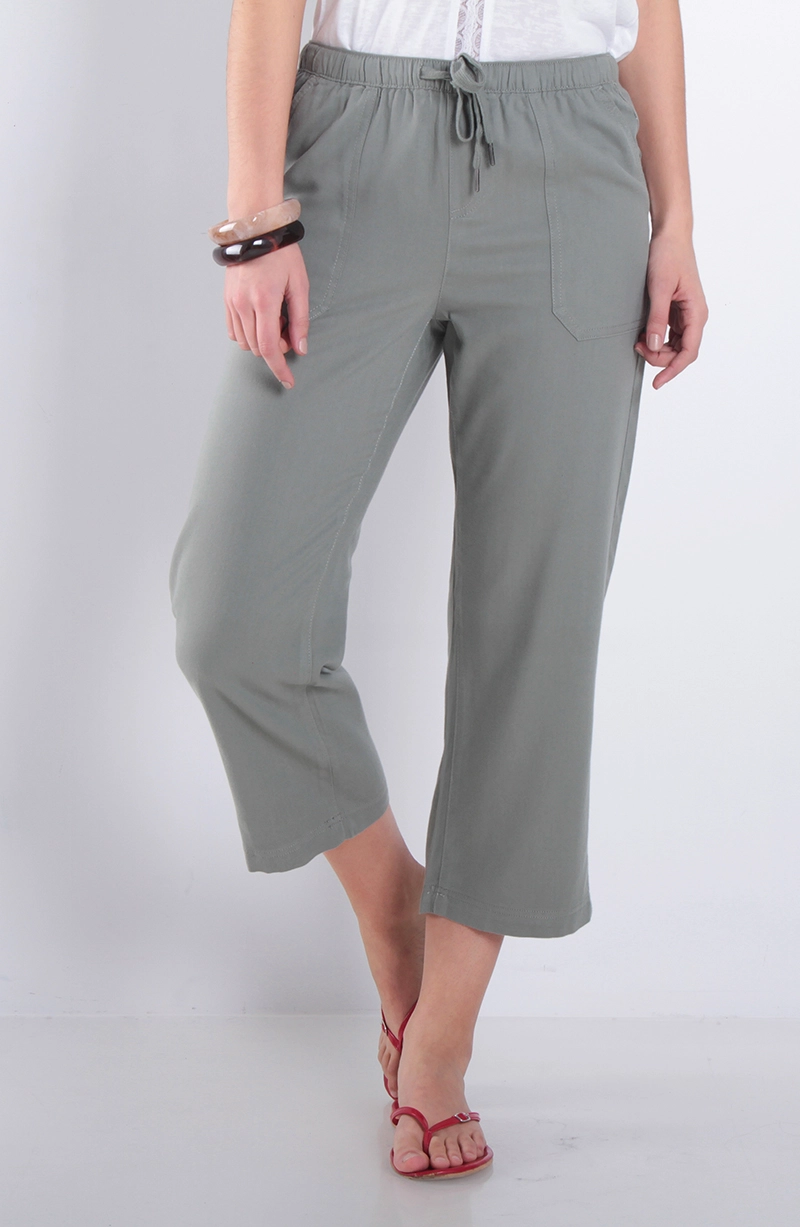 PANTALON CROP TIRO ALTO PRETINA ELASTICADA - 1