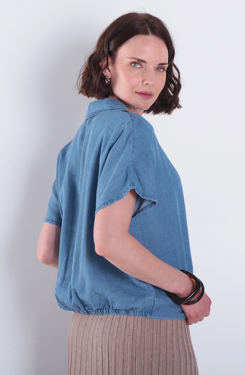 BLUSA MANGA CORTA LYOCELL ABOTONADA EN DELANTERO - 4