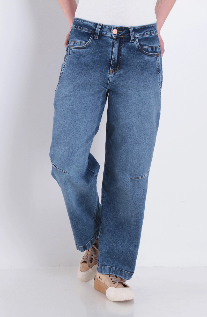JEANS MUJER BALLOON TIRO ALTO PRETINA UN BOTON - 1
