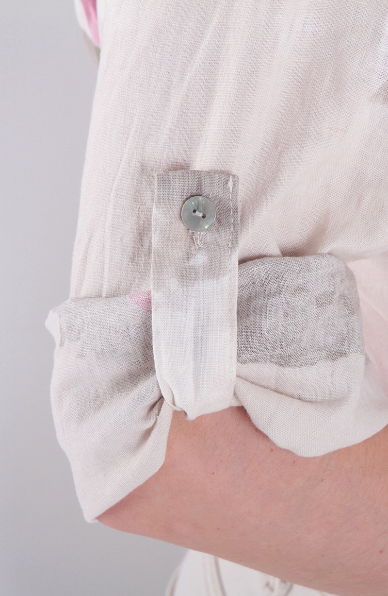 BLUSA LINO ESTAMPADO MANGA 3/4 ABOTONADA EN DELANTERO - 2