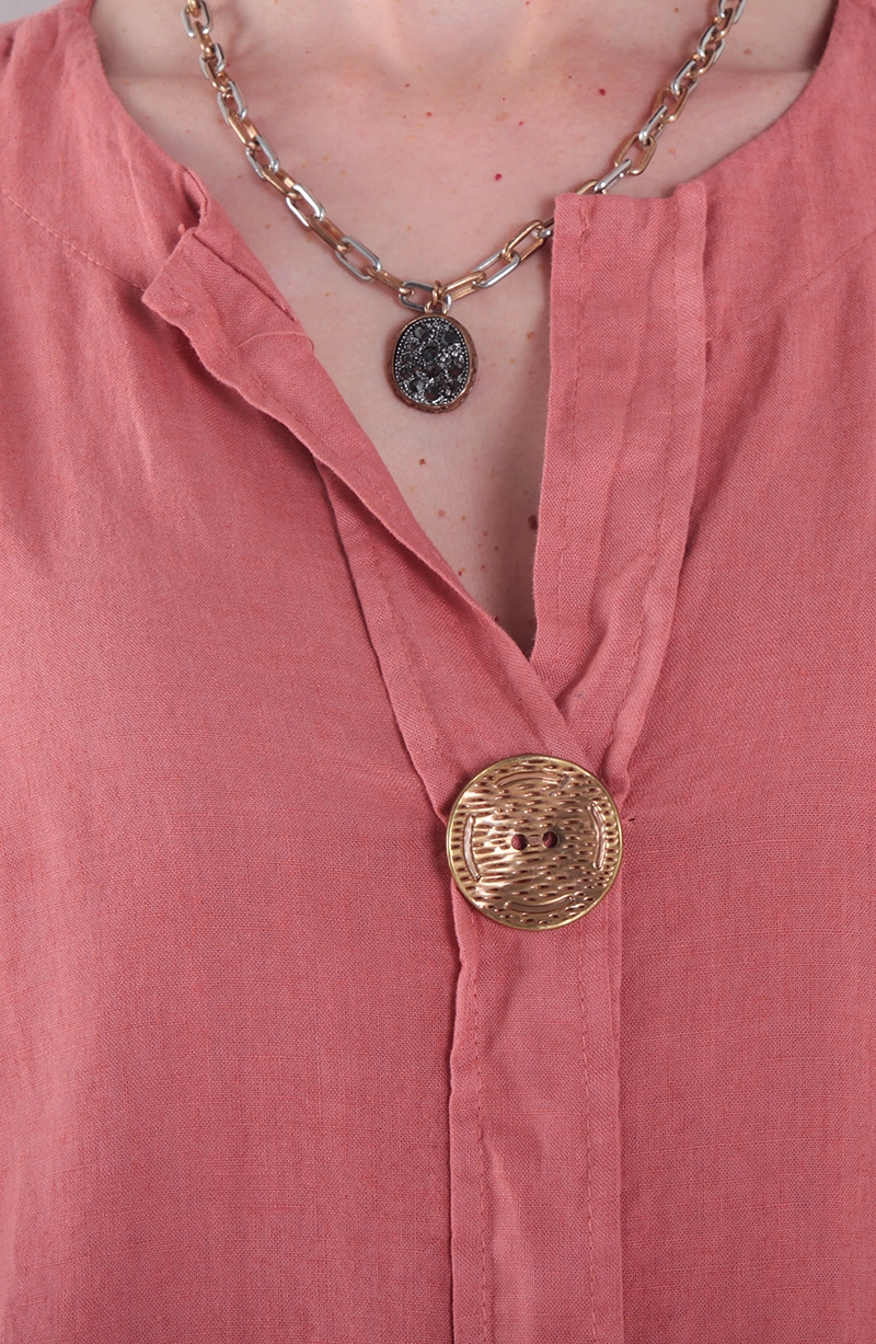 BLUSA LINO MANGA 3/4 ESCOTE V CON 1 BOTON - 2