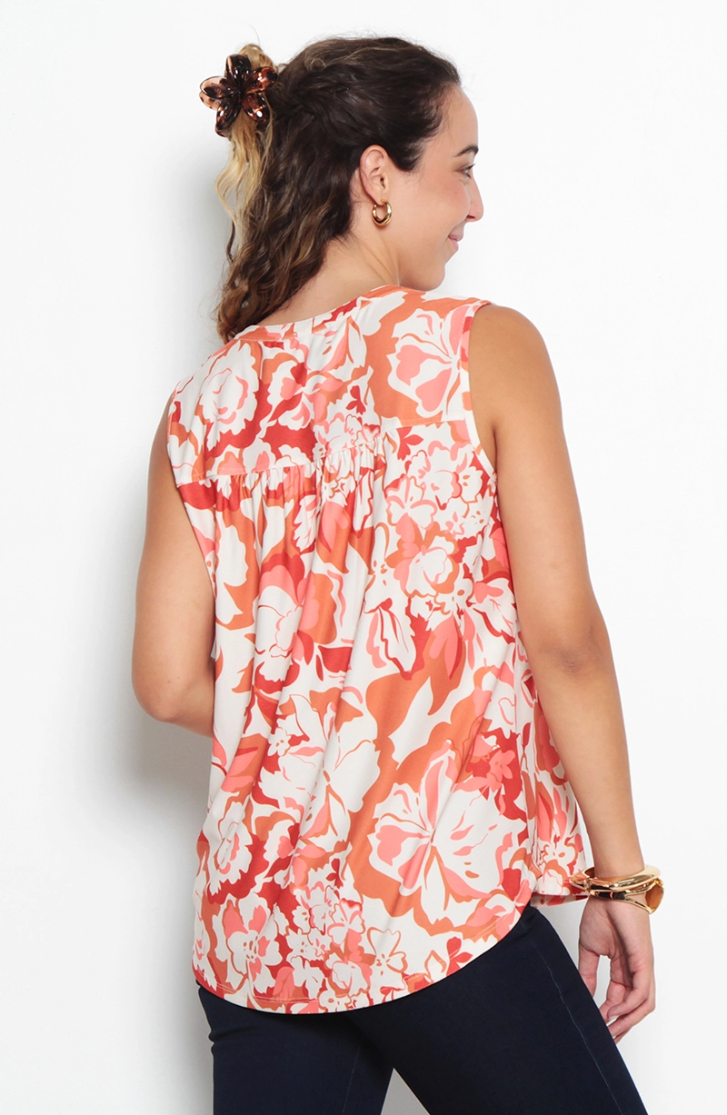BLUSA SIN MANGA ESTAMPADA ESCOTE V - 4
