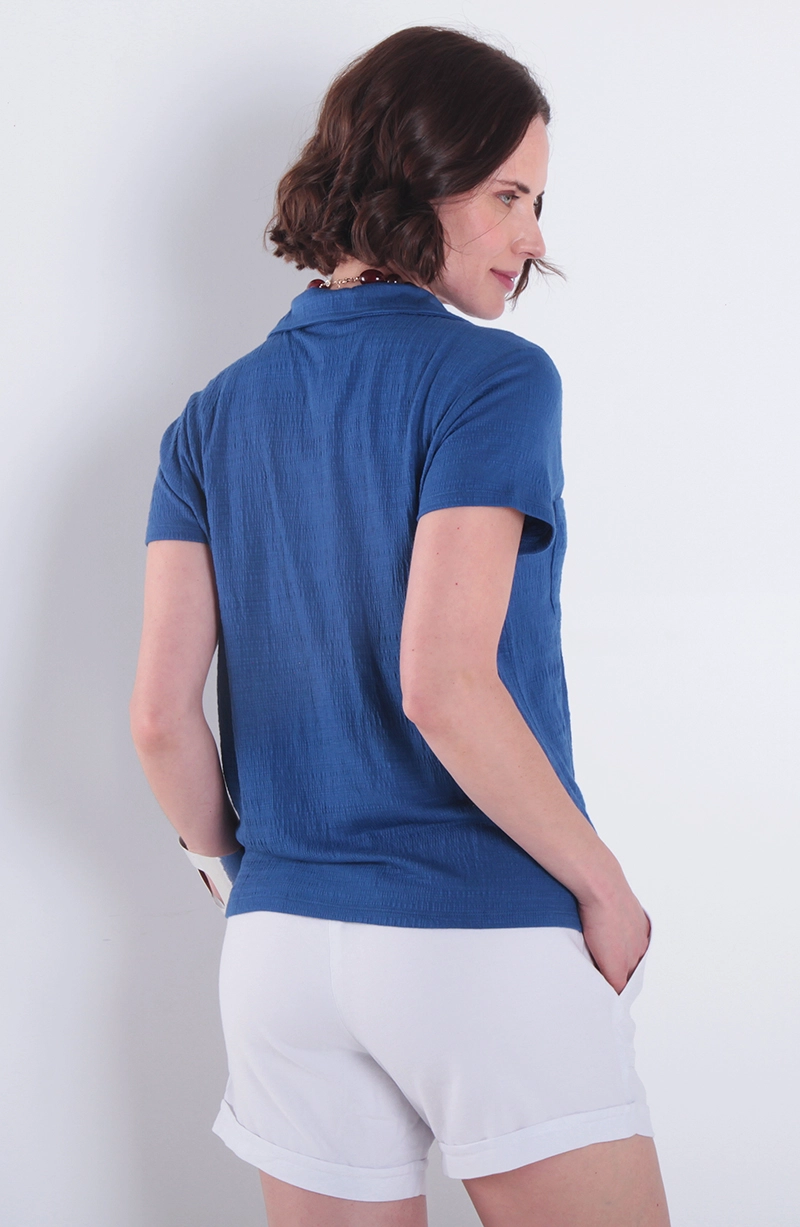 BLUSA MANGA CORTA  ABOTONADA EN DELANTERO Y BOLSILLO - 4