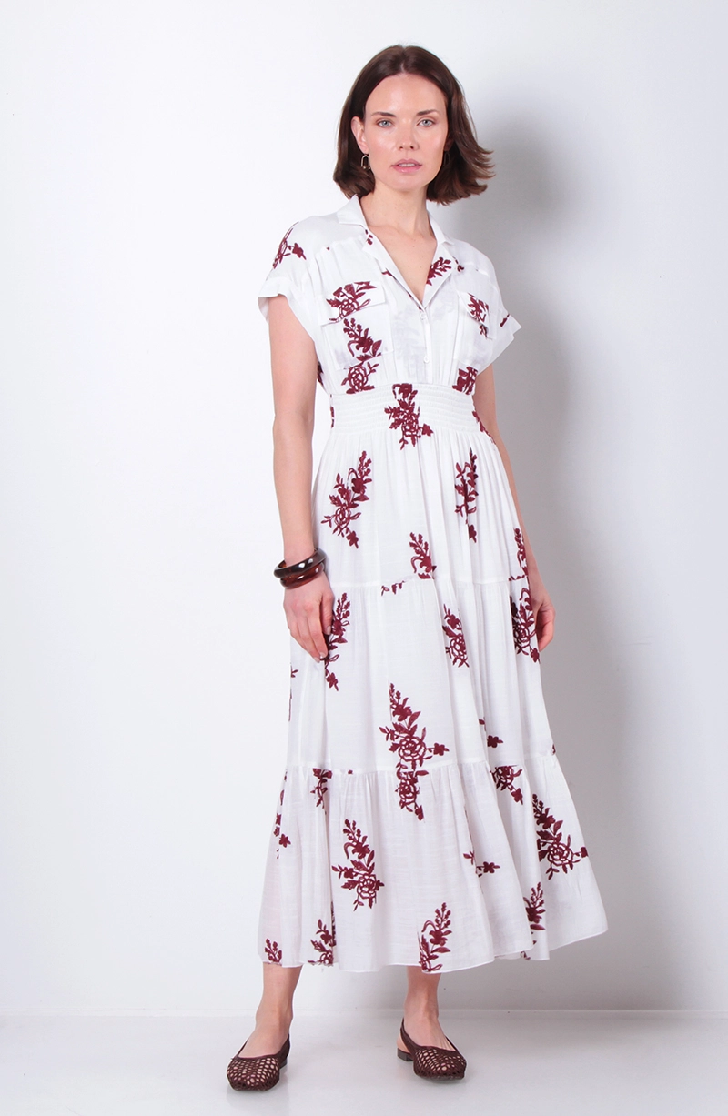 VESTIDO BORDADO MARGA CORTA CON BOLSILLO - 1