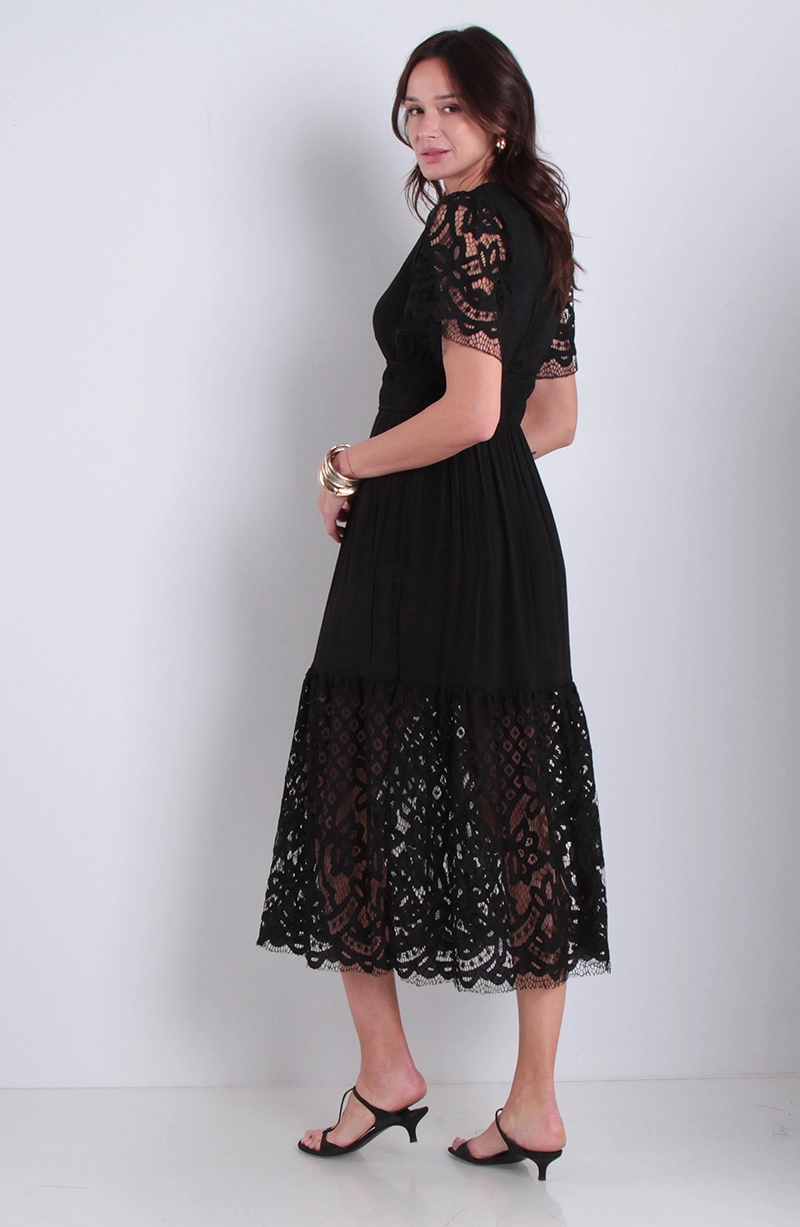 VESTIDO ENCAJE MANGA CORTA ESCOTE REDONDO - 4