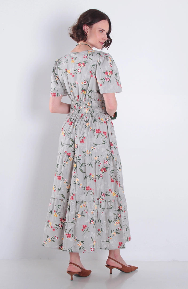 VESTIDO ESTAMPADO MANGA CORTA ESCOTE V - 4
