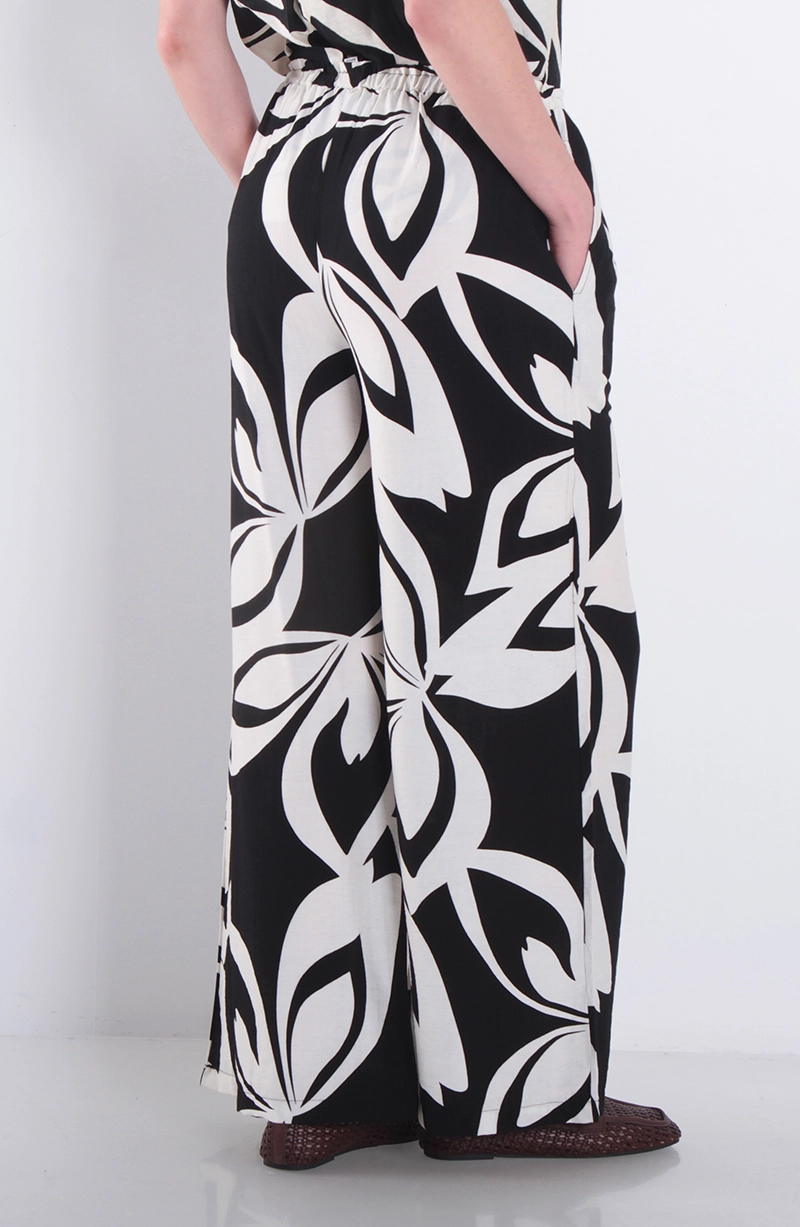 PANTALON ESTAMPADO WIDE LEG TIRO ALTO PRETINA MEDIA - 4