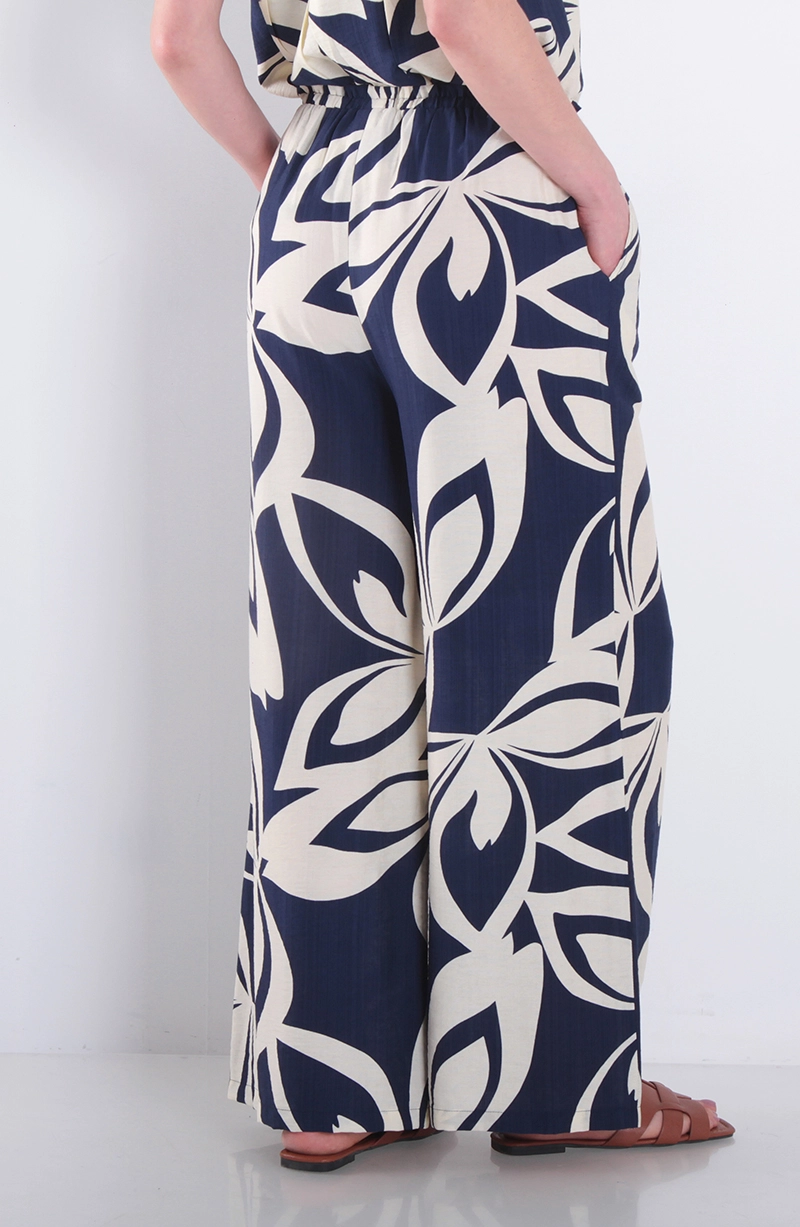 PANTALON ESTAMPADO WIDE LEG TIRO ALTO PRETINA MEDIA - 4
