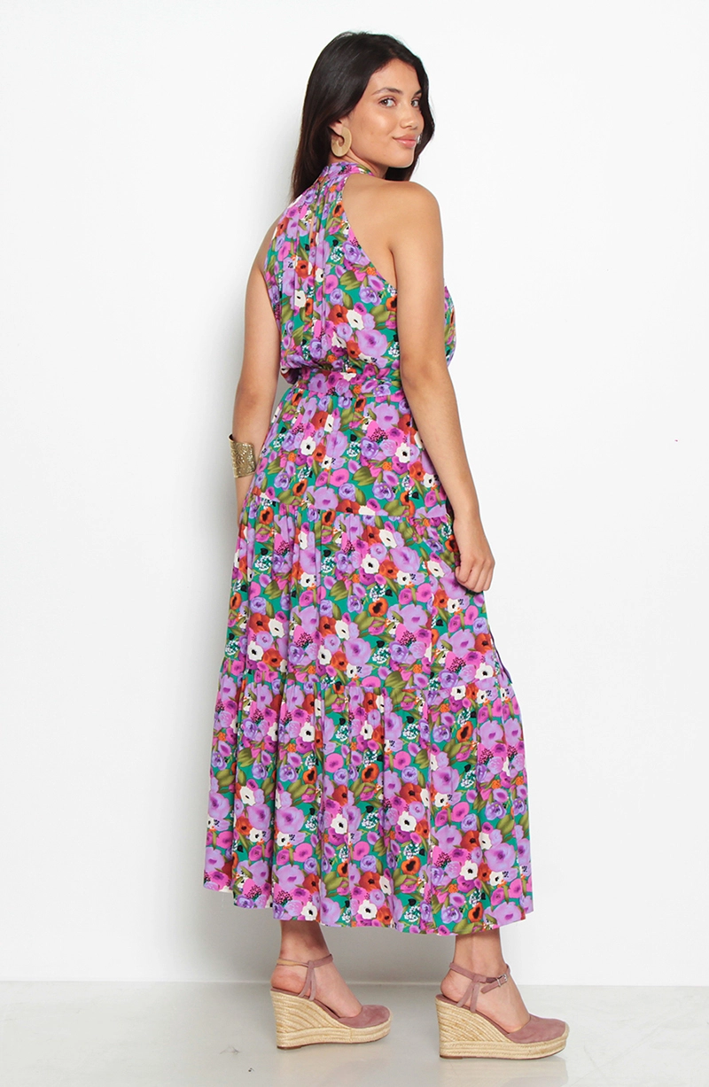 VESTIDO SIN MANGA ESTAMPADO ESCOTE HALTER - 4