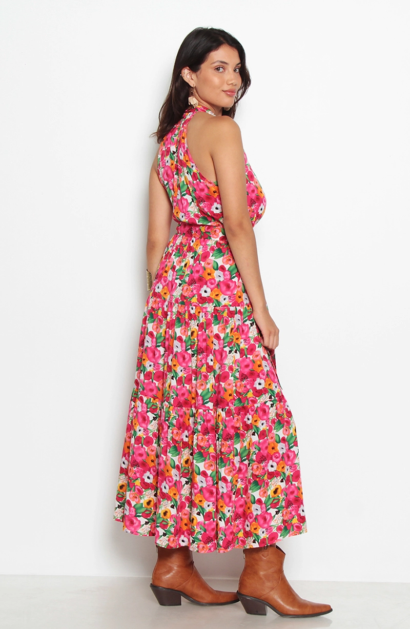 VESTIDO SIN MANGA ESTAMPADO ESCOTE HALTER - 4