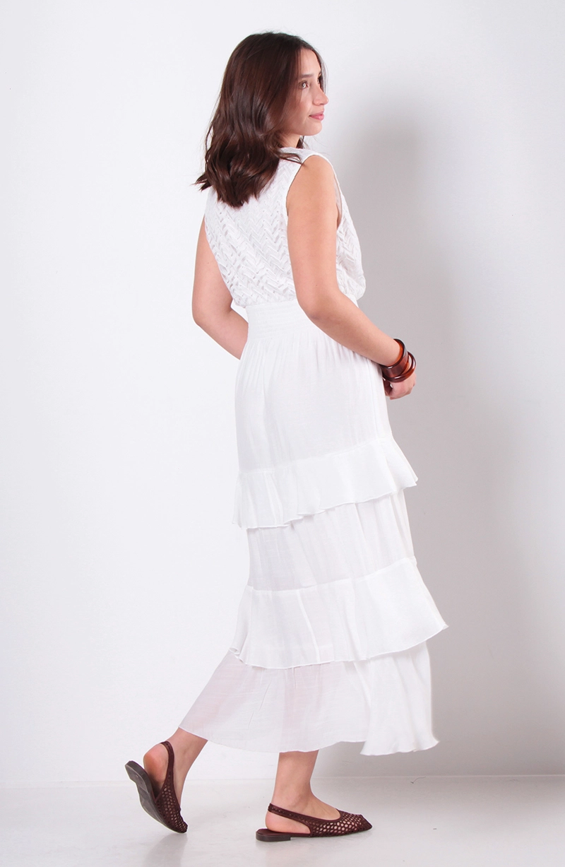 VESTIDO SIN MANGA BROIDERY CON CORTES ESCOTE V - 4