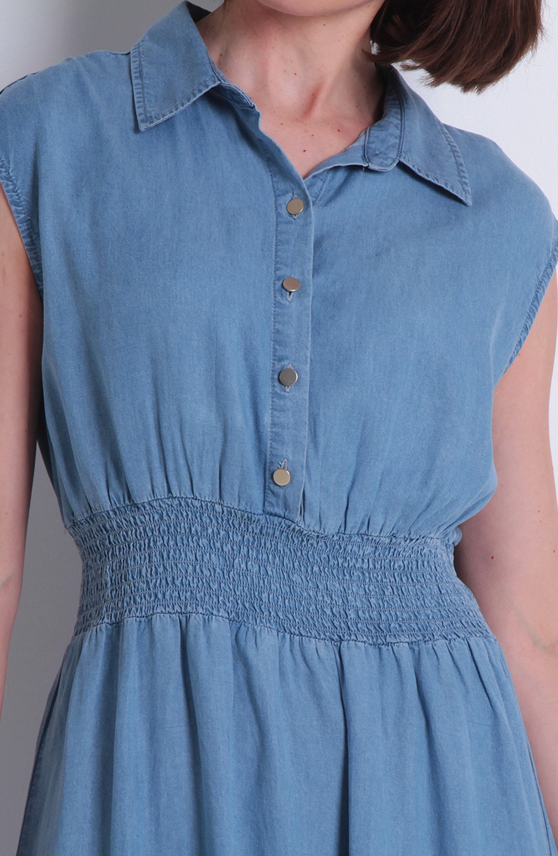 VESTIDO SIN MANGA LYOCELL CON CINTURA ELASTICADA - 2