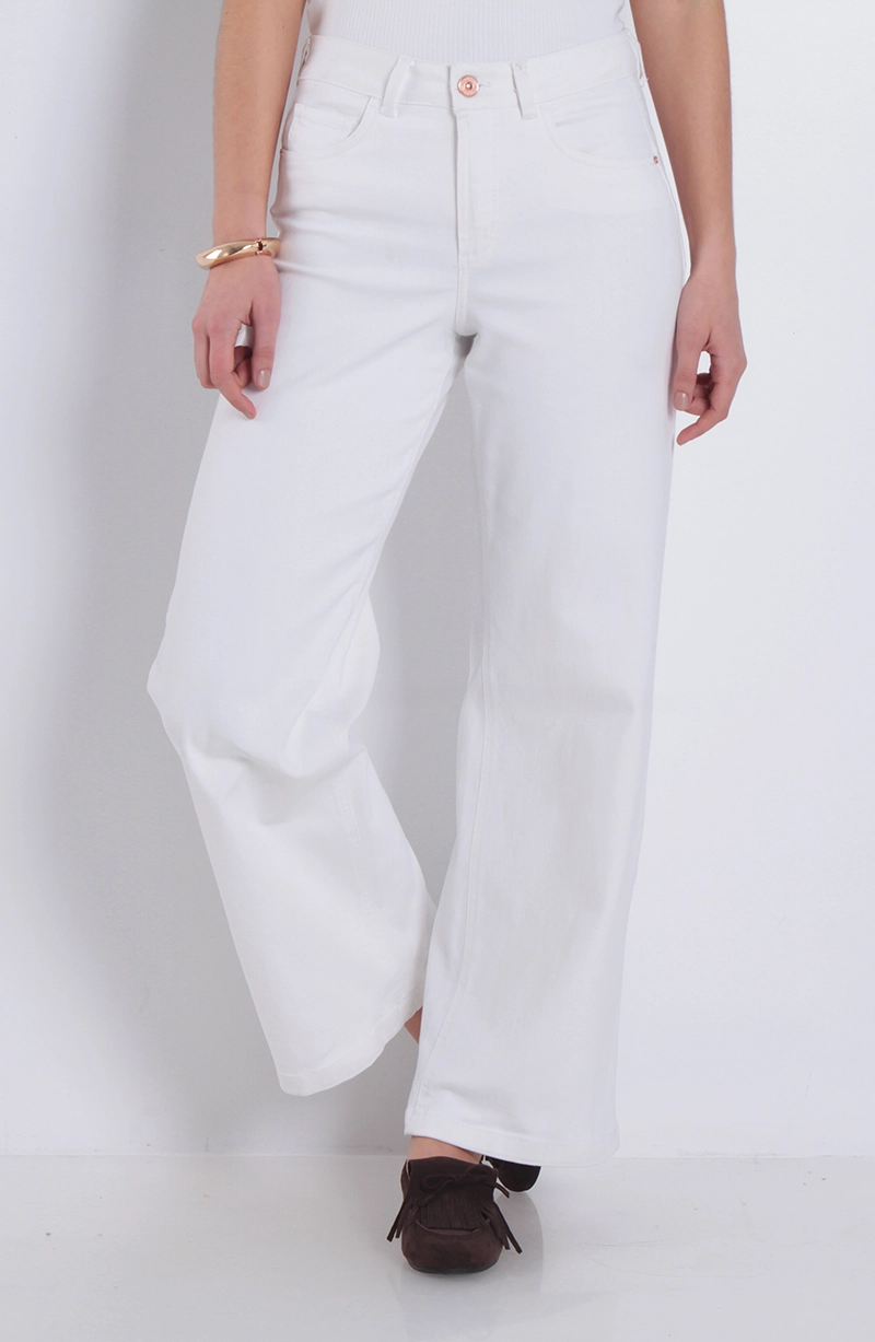 JEANS WIDE LEG TIRO ALTO PRETINA BASICA PINZA COSTADO SECRET - 2