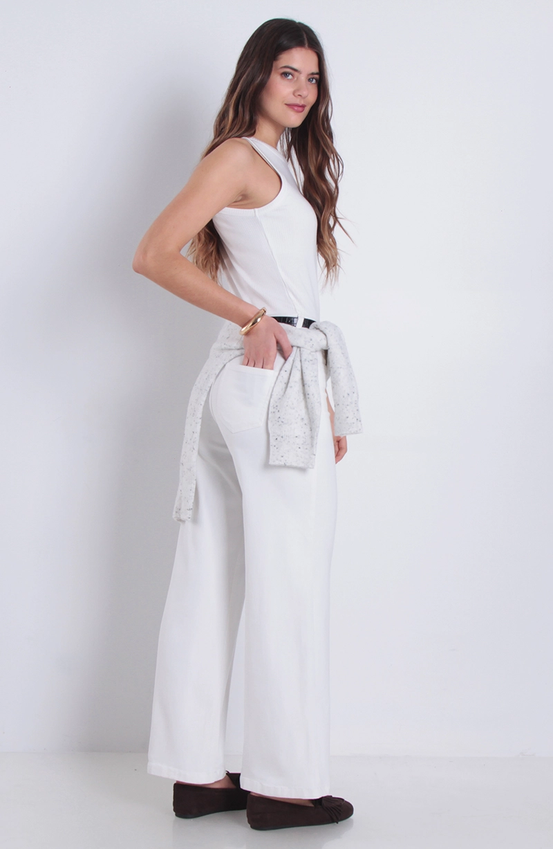 JEANS WIDE LEG TIRO ALTO PRETINA BASICA PINZA COSTADO SECRET - 4