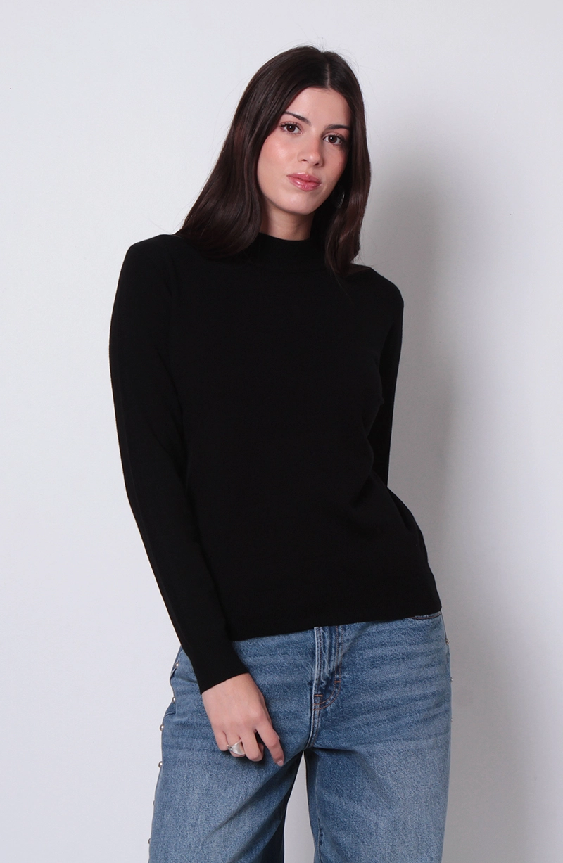 SWEATER MANGA LARGA  CUELLO SUBIDO - 1