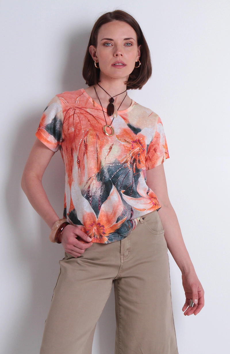 POLERA MANGA CORTA SUBLIMADO CON STRASS ESCOTE REDONDO - 1