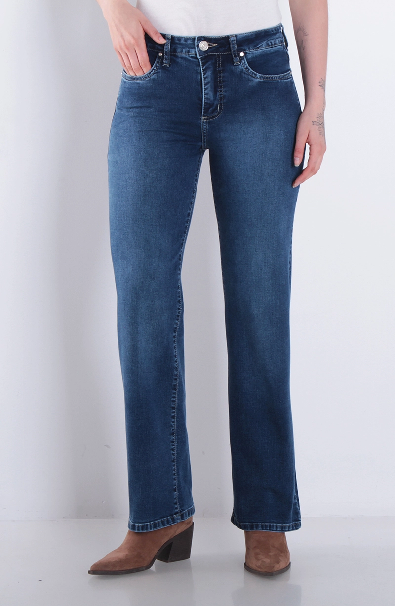 JEANS MUJER RECTO TIRO ALTO BASICO PRETINA UN BOTON - 1