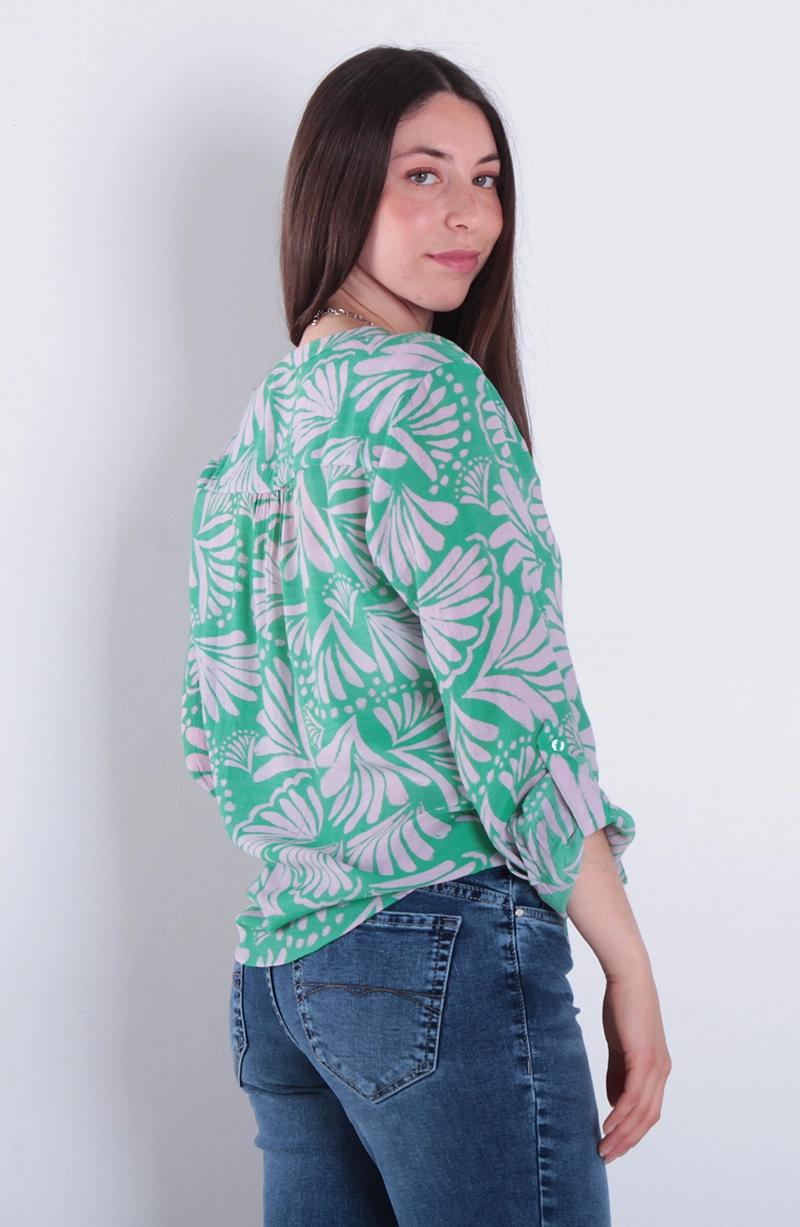 BLUSA MANGA LARGA ESTAMPADA CON BOLSILLO - 4