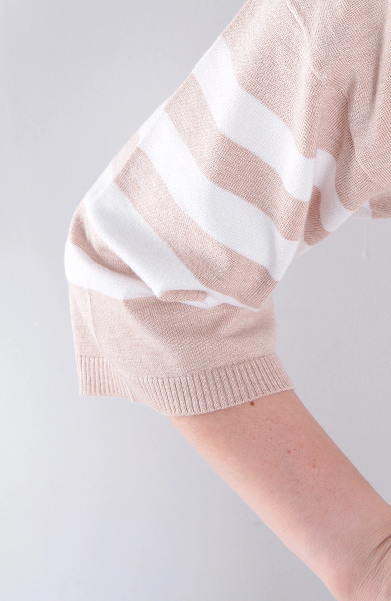 SWEATER MANGA CORTA LISTADA ESCOTE V - 2