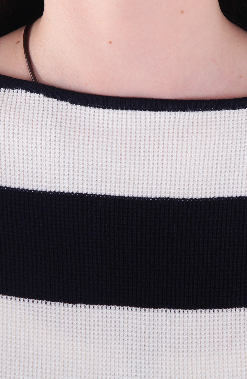 SWEATER MANGA LARGA LISTADO ESCOTE BOTE - 2