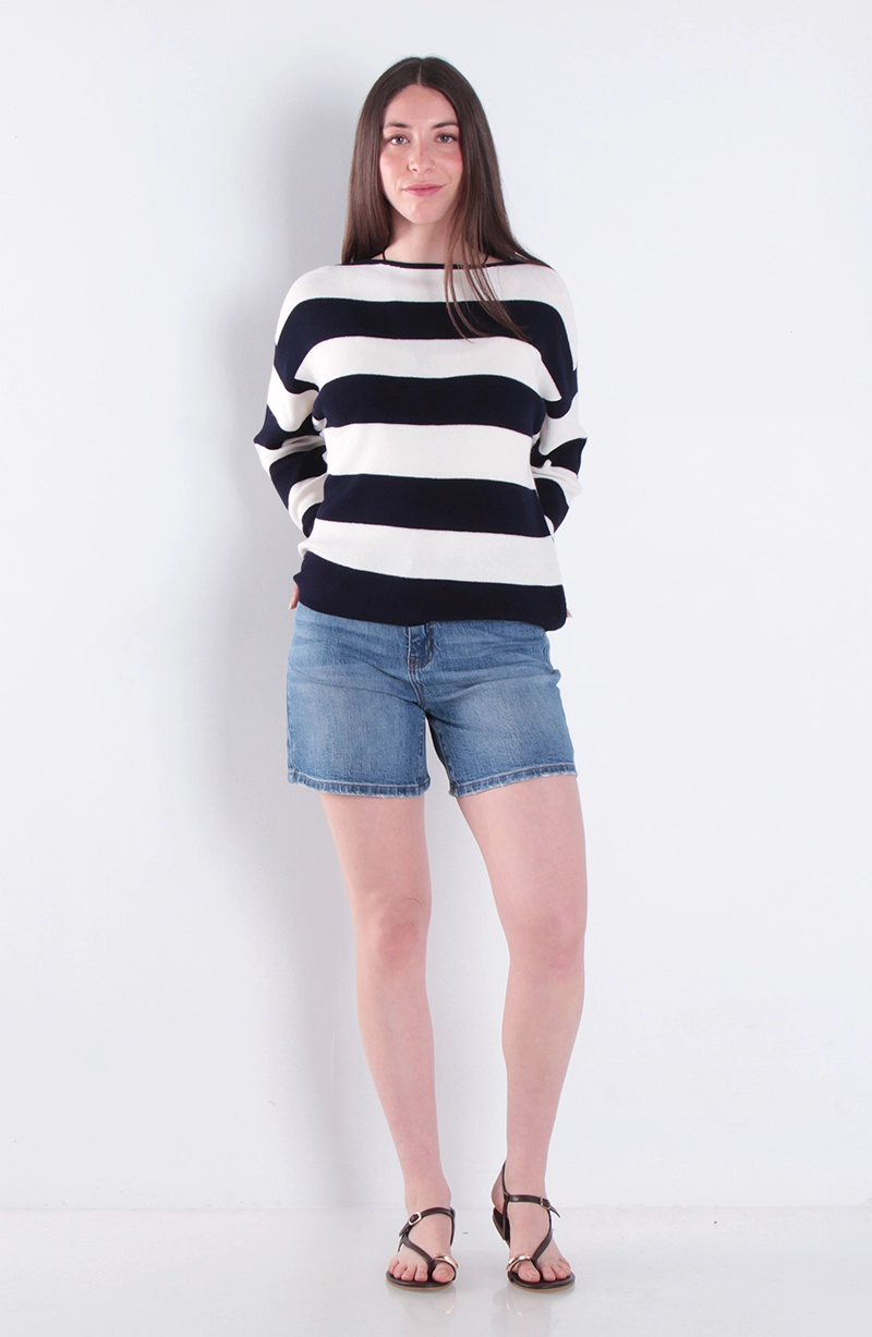 SWEATER MANGA LARGA LISTADO ESCOTE BOTE - 3