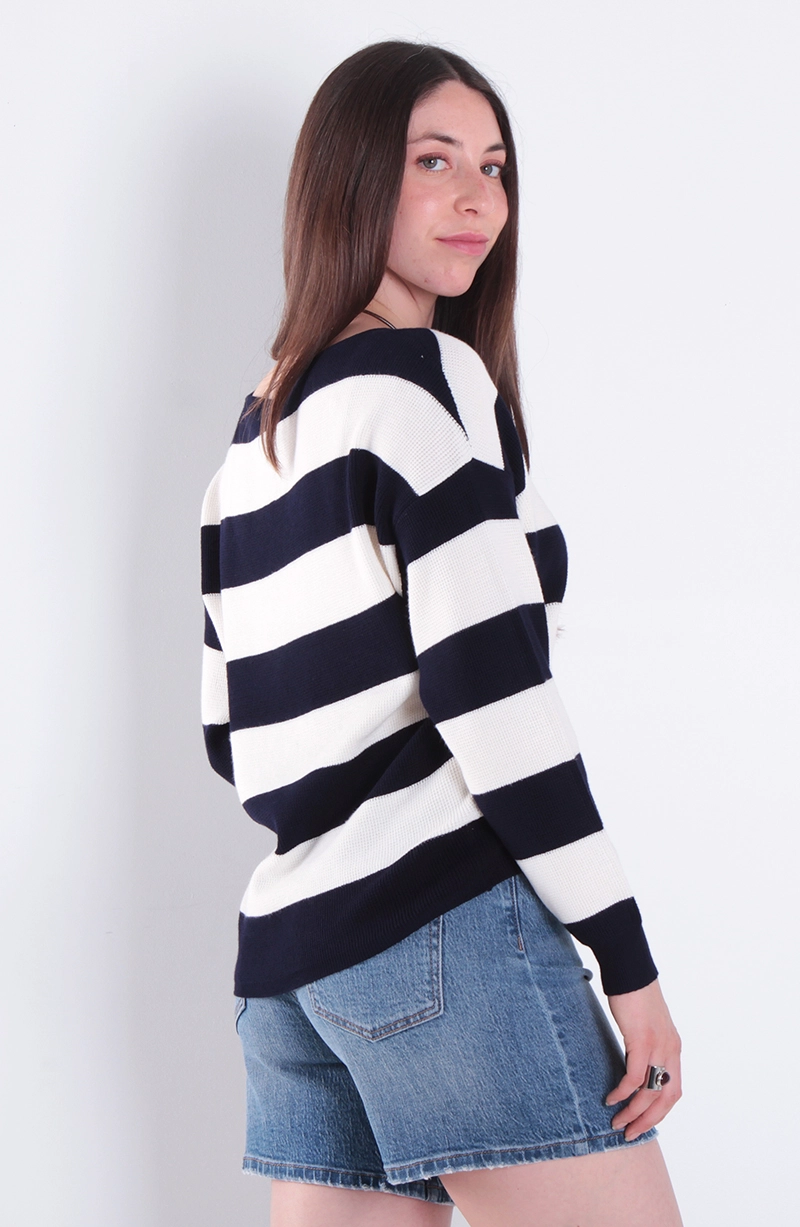 SWEATER MANGA LARGA LISTADO ESCOTE BOTE - 4