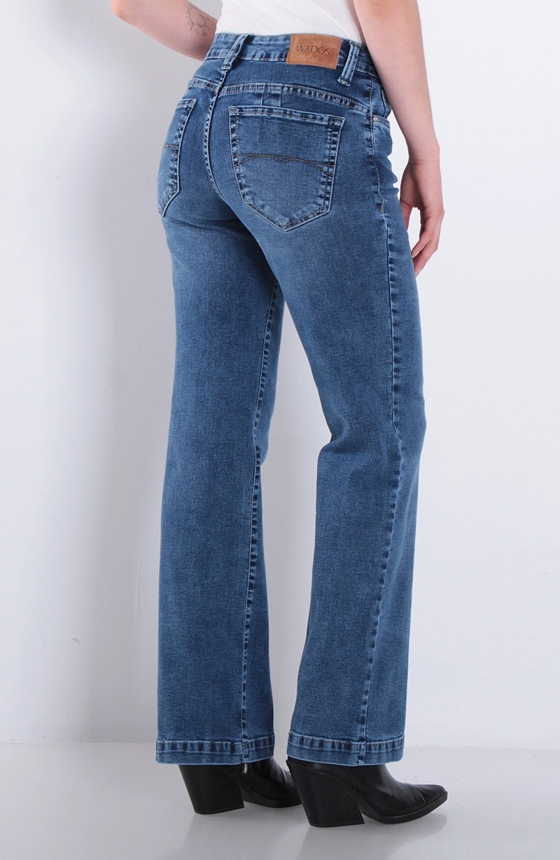 JEANS MUJER TIRO ALTO PUSH IN PUSH UP PRETINA BASICA RECTO - 4