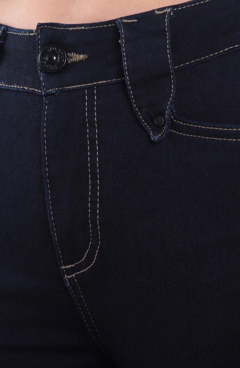 JEANS MUJER FLARE TIRO ALTO PRETINA BASICA 1 BOTON - 3