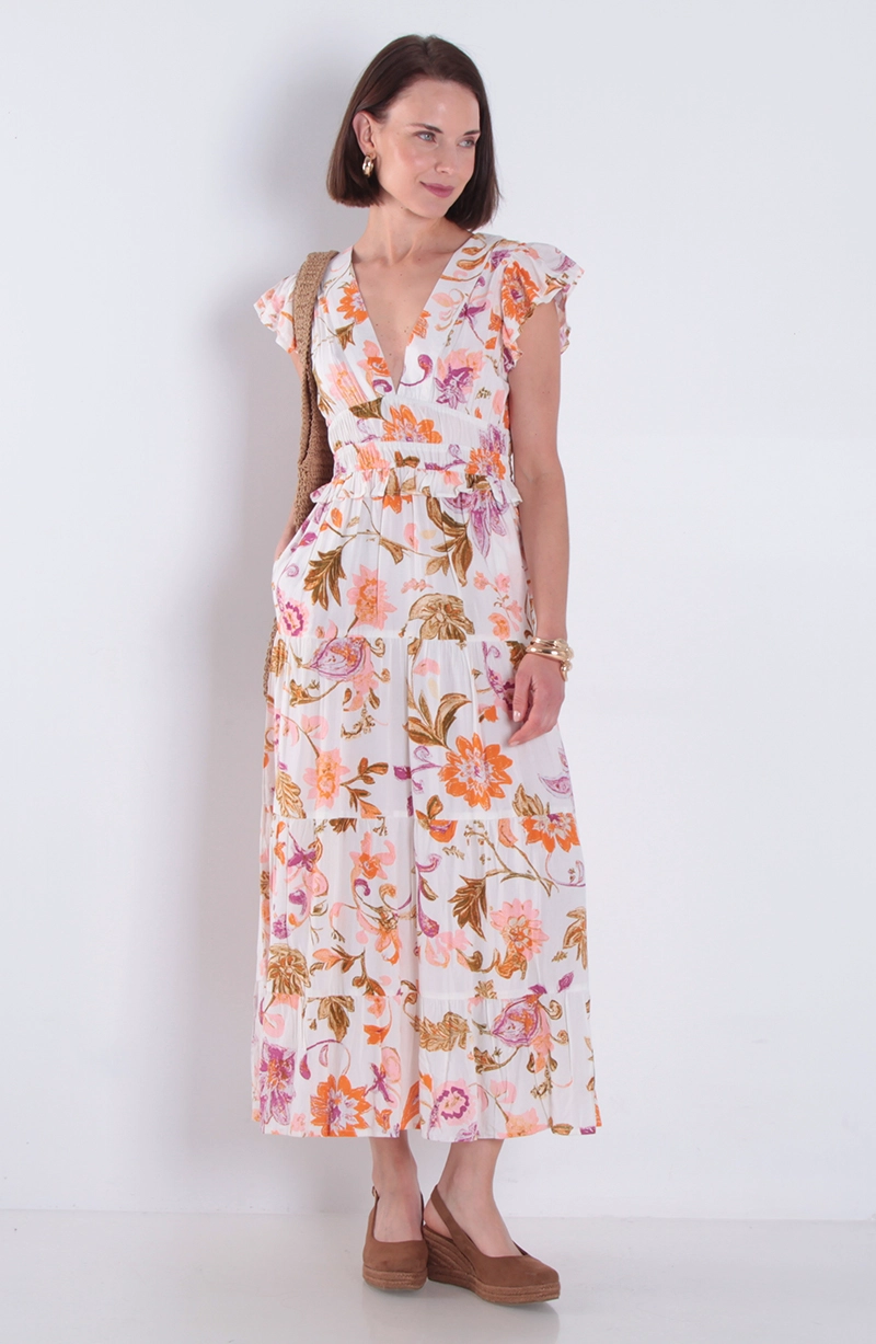 VESTIDO ESTAMPADO MANGA CORTA ESCOTE V - 3