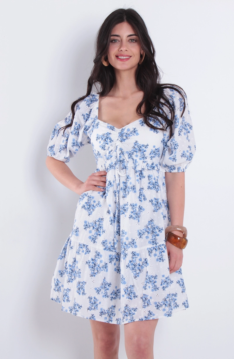 VESTIDO ESTAMPADO MANGA CORTA  ESCOTE REDONDO - 1